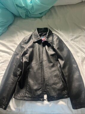 Black Leather Zip Jacket - Classic Style